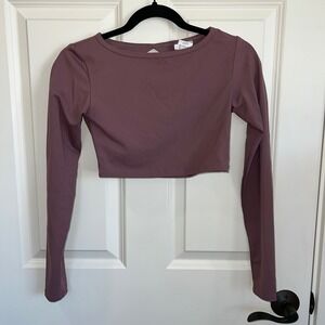Lazuli Label Open Back Crop‎ Long Sleeve Athletic Top Mauve Size Small